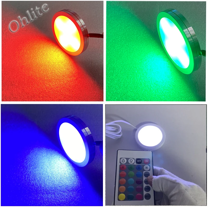 Dimmable USB 5V RGB Spotlight Downlight 3W Surface Mount Gobo Remote Control LED Simple Wine Cooler Light Ultra Slim Type 8mm