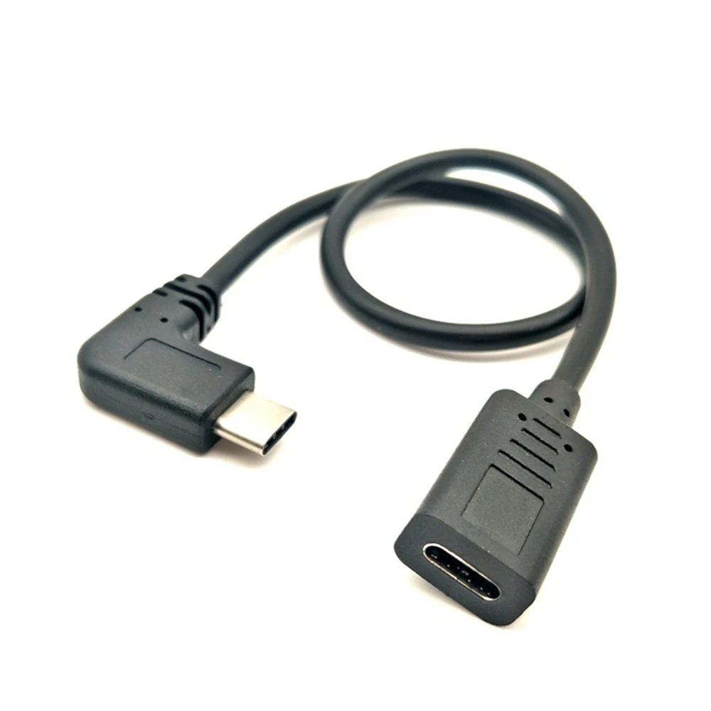0.25 Meters Type-C USB 3.1 Male to USB-C Female 90 degree Extension Data Cable Extender Cord Reversible Design