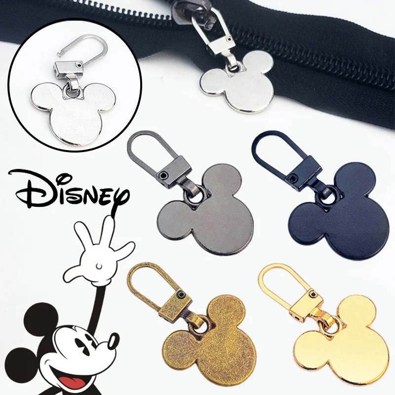 Disney Mickey Mouse Zipper Puller Detachable Universal Replacement Metal Zipper Head Luggage Purses Clothes Repair Zipper Slider