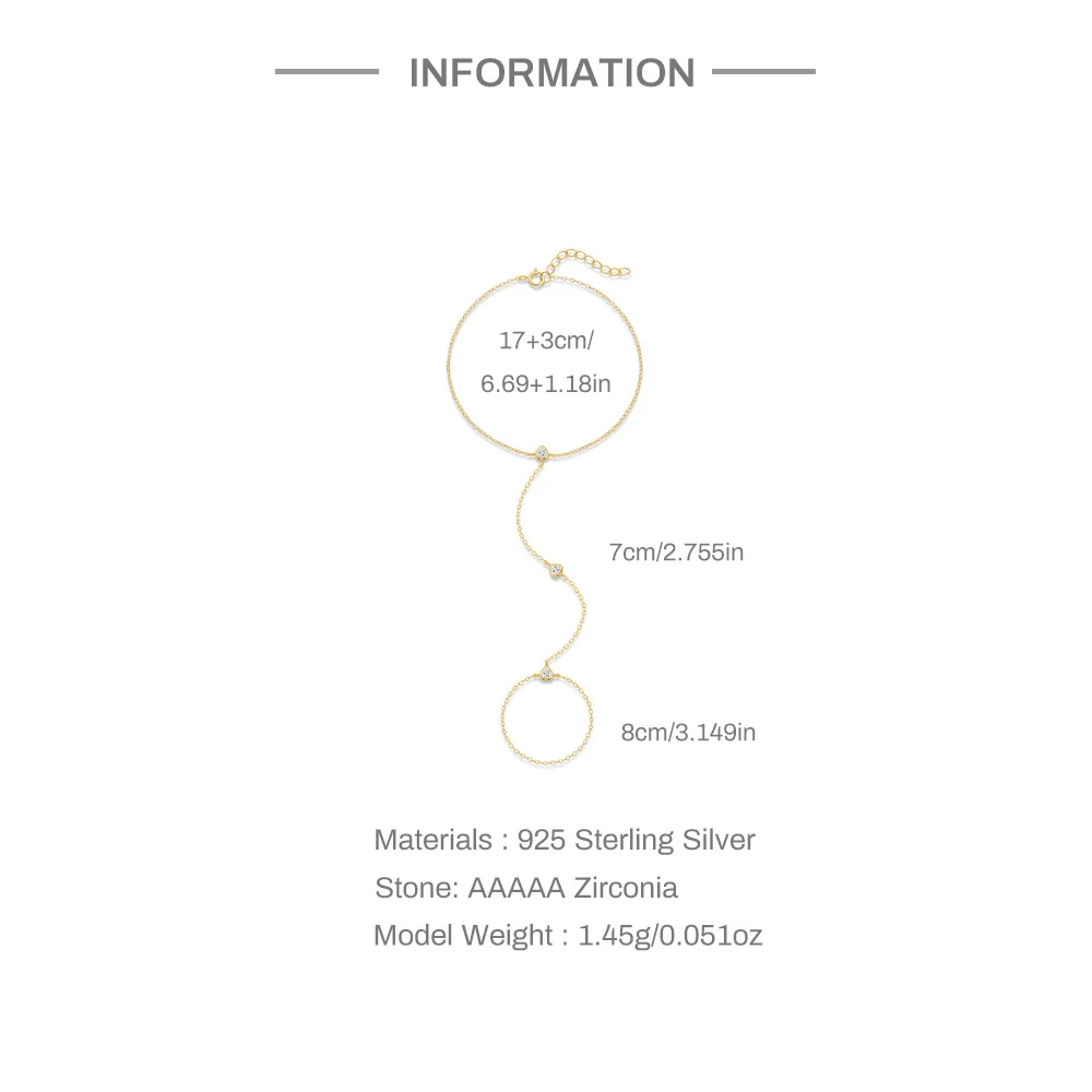 Aide S925 Sterling Silver Minimalism Cross Zircon Finger Bracelet For Women Flower Multi-layer Bracelet Fine Jewelry Pulseras