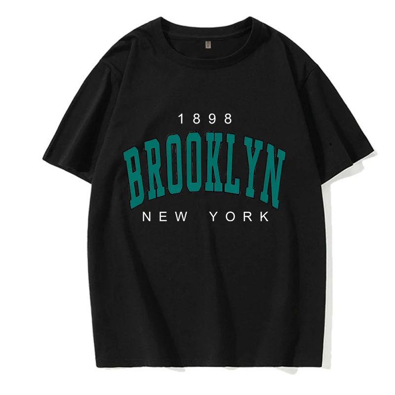 Brooklyn Graphic Tees Tops Men Women Funny T Shirt Letter Los Angeles Casual Shirt Vintage Y2k Tshirt Hip Hop Streetwear Clothes