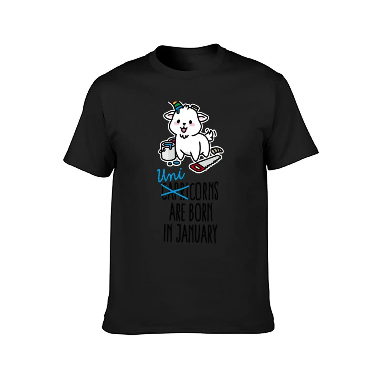 Capricorns are born in January unicorn Capricorn T-Shirt quick drying Short sleeve tee oversized men workout shirt