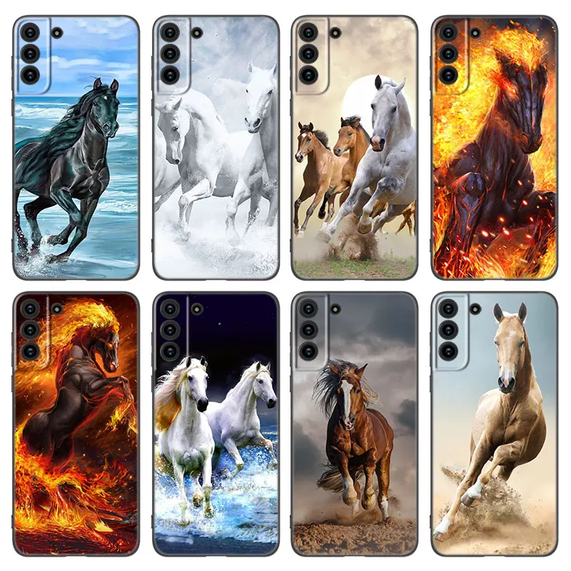 Чехол для телефона Running Horse с животными для Samsung Galaxy S22 S21 S20 Ultra FE S10E S10 Lite S9 S8 Plus S7 Edge, мягкий черный чехол из ТПУ Чехол для телефона Running Horse с животными для Samsung Galaxy S22 S21 S20 Ultra FE S10E S10 Lite S9 S8 Plus S7 Edge, мягкий черный чехол из ТПУ