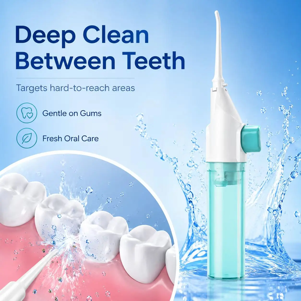 2PCS Random Color Manual Water Flosser Portable Oral Irrigator Teeth Cleaner