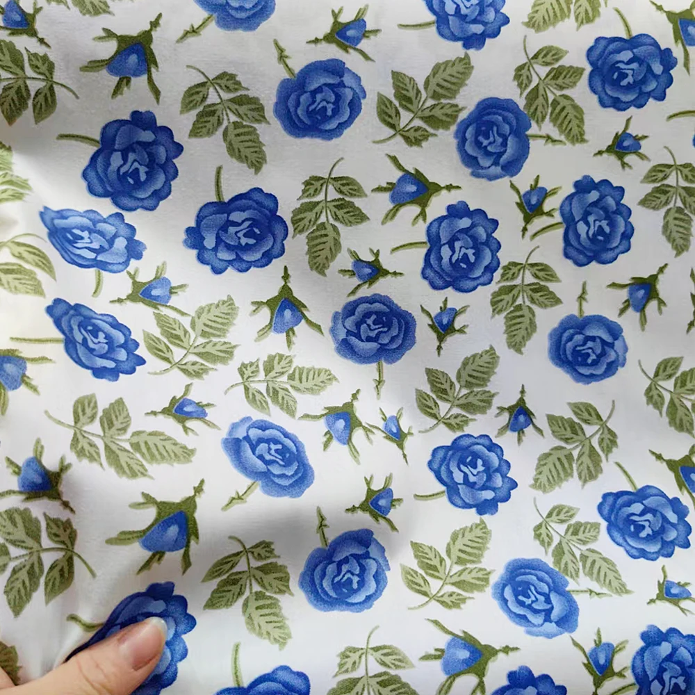 Teramila 25，50x160cm 100% Cotton Twill Fabric Colorful Roses Motif Print for Women's Dresses,Little Girls' Clothes DIY Patchwork