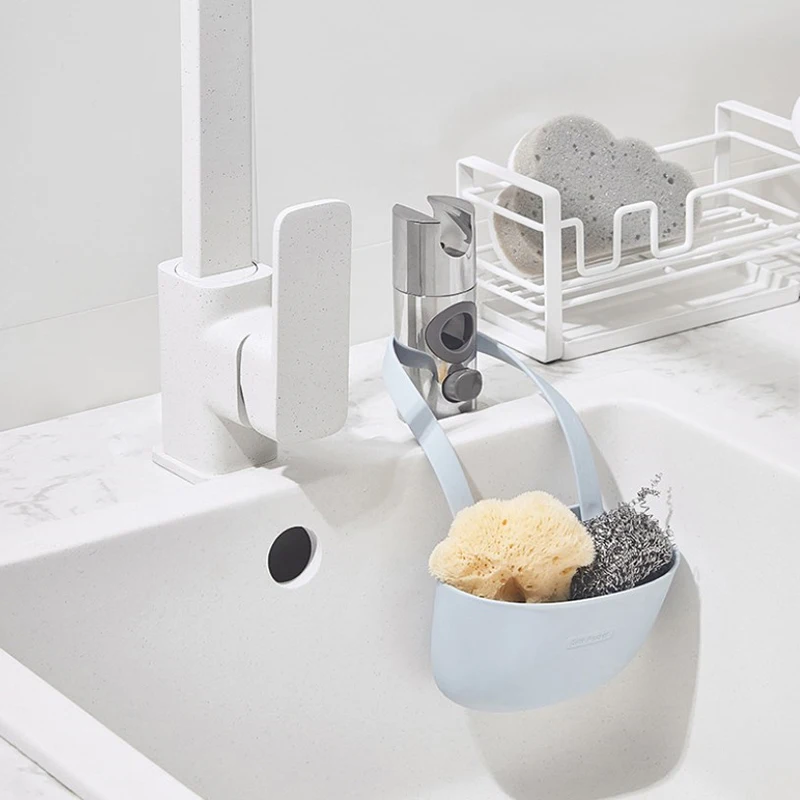 Kitchen Sink Sponge Holder Home Storage Drain Basket Single Layer Hanging Drain Basket Bag Bathroom Kitchen Accessories