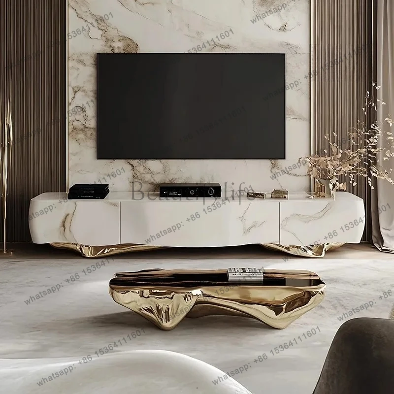 

Modern Design Art Aesthetics Living Room Home TV Floor Cabinet Villa Italian Furniture High Luxury