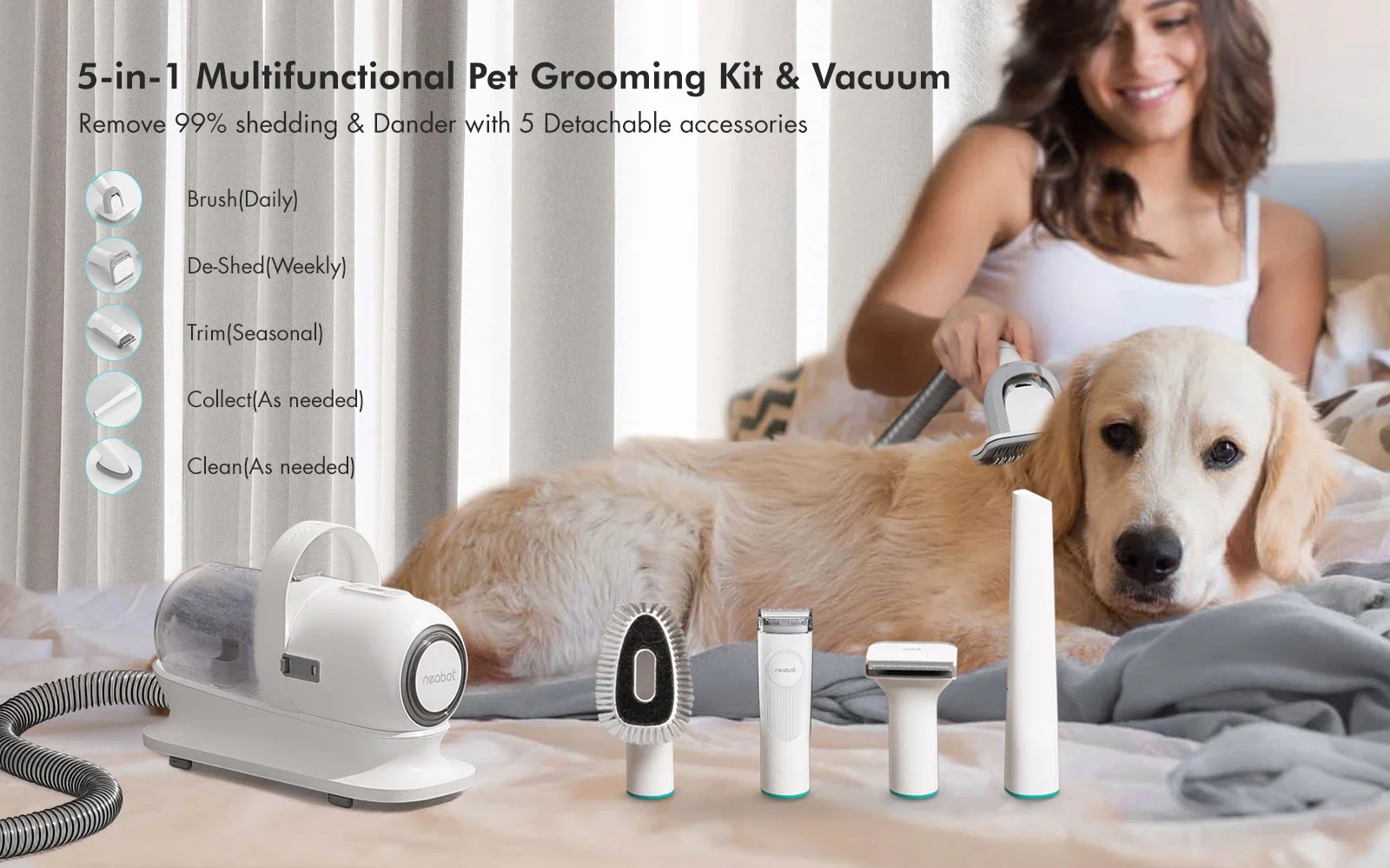 Neabot Pet Grooming Kit Electric Pet Hair Cutter for Dogs