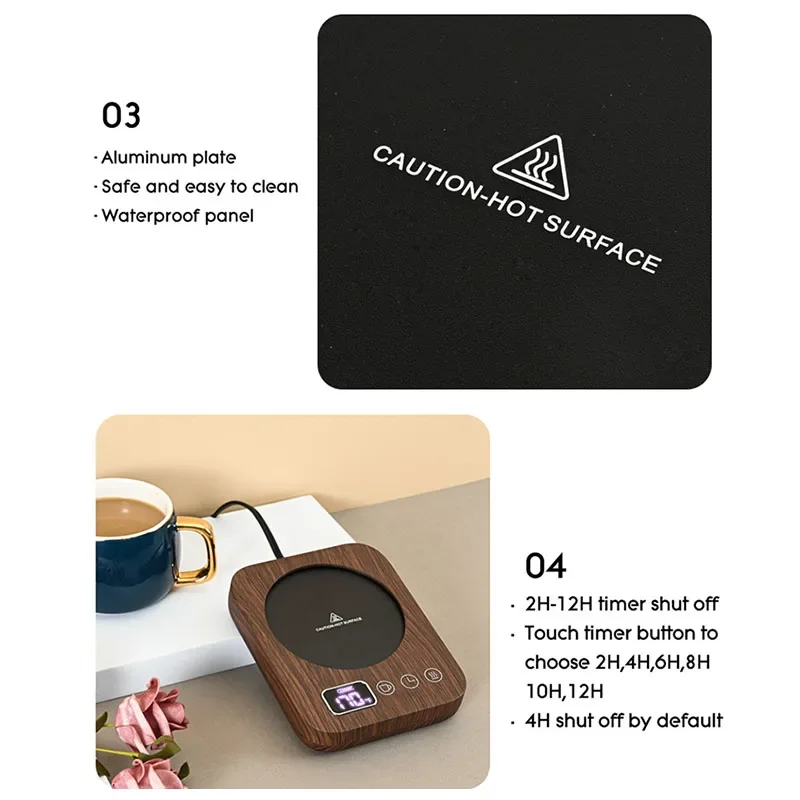 Новый подогреватель кофейных кружек для стола, офиса, дома, 3, настройка температуры, автоматическое отключение, электрическая нагревательная пластина для напитков, умная подогреватель чашек