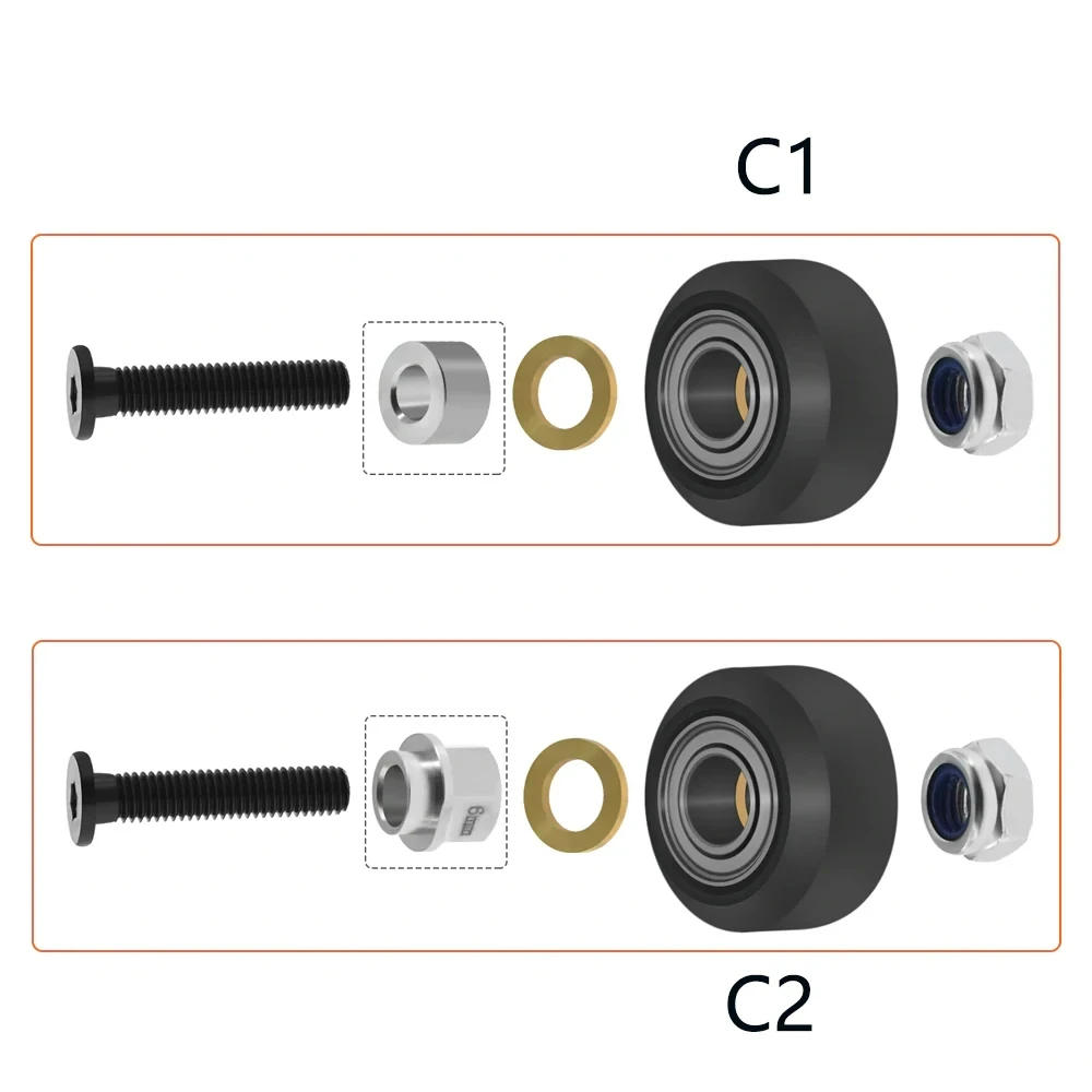 1Set Strong Solid pom wheel Kit Plastic wheel POM wheel V-type Idler Pulley for V-Slot rail OX CNC for CNC 3D Printer