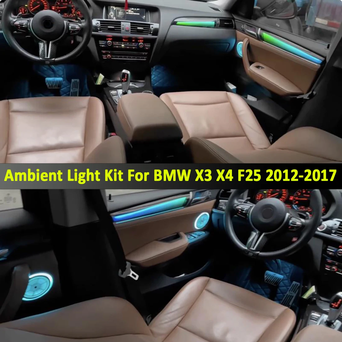 Ambient Light Kit For BMW X3 X4 F25 2012-2017 Interior LED 64 Color Symphony Dynamic Atmosphere Lamp APP Control