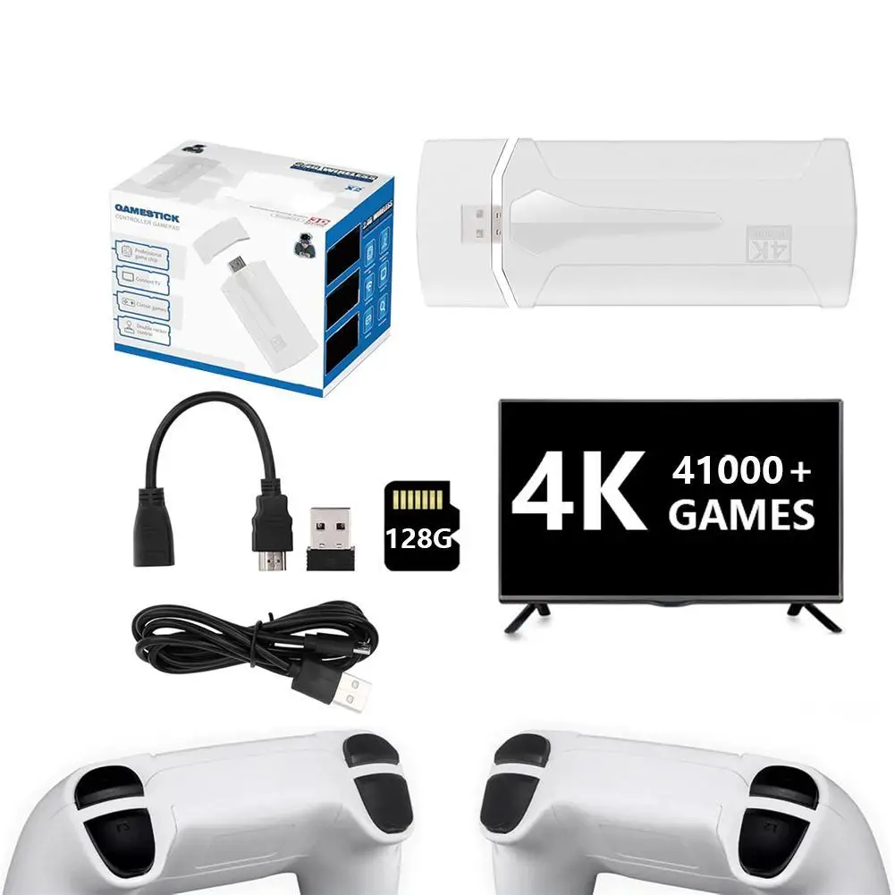 Wireless Retro Game Console with Built in 41000 Games M8 Plus Retro Game Stick Plug For Linux Retroarchiopen Source System 64G