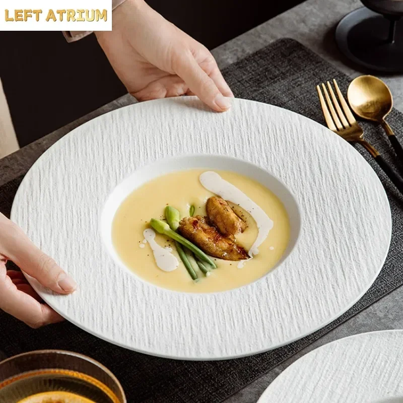 Anti-scratch Round Ceramic Dinner Plate Western Food Soup Bowl Spaghetti Plate Dining Tableware Cooking Dishes Kitchen Utensils