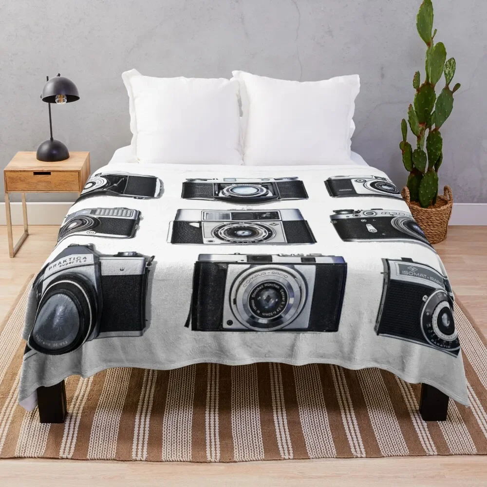 

Vintage analog cameras Throw Blanket Single Tourist Blankets