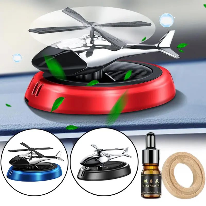 Car Air Freshener Helicopter Solar Rotating Aroma Diffuser Automotive Interior Decorative Accessorie Universal