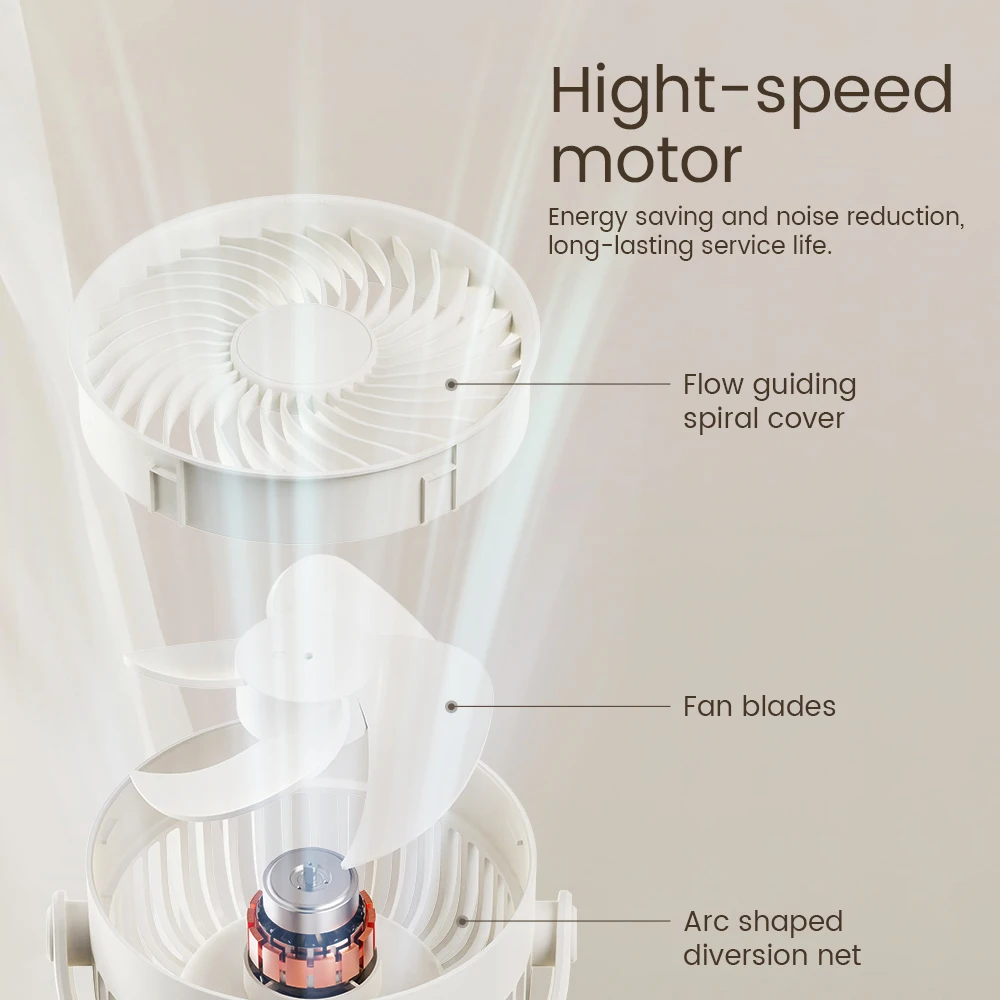 Wall-mounted rechargeable clip-on silent small fan 360 ° rotation portable desktop fan with 3 speeds suitable for office, gym