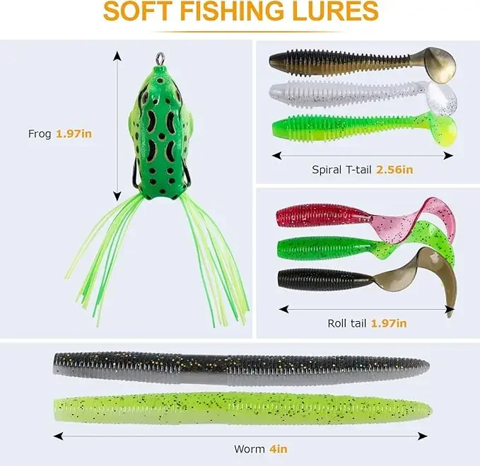 

Goture Fishing Lure Kit 391pcs/Set with Hooks/Crankbaits/Frogs/Worms/Spinner Multiple Types of Lures Hooks for Bass/Trout/Salmon