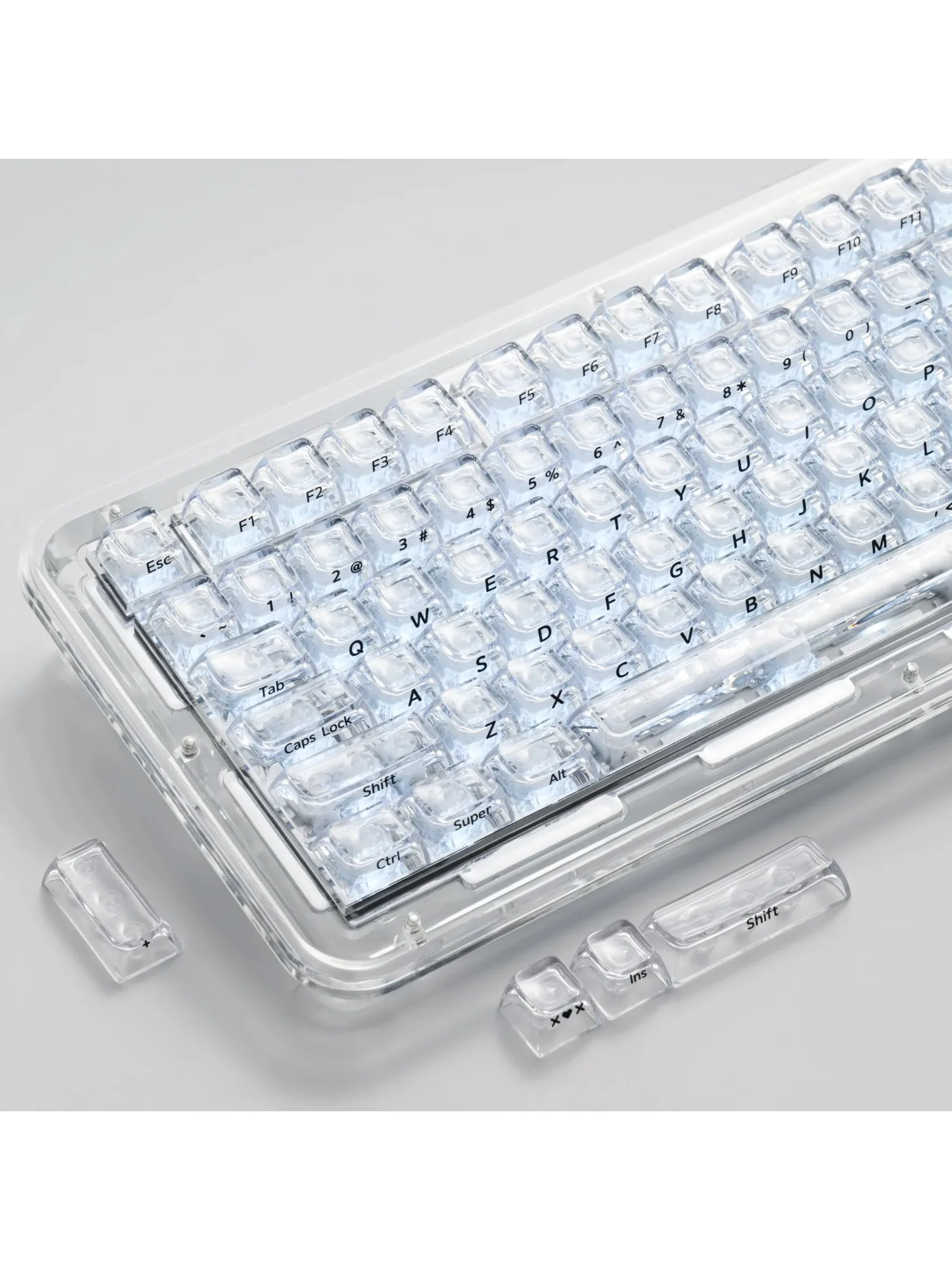 2026 Neue Kristallklare Transparente Tastenkappen für Mechanische Gaming-Tastaturen Cherry Key Caps Seitlich Bedruckt Hintergrundbeleuchtete RGB-Tastenkappen 132 Tasten