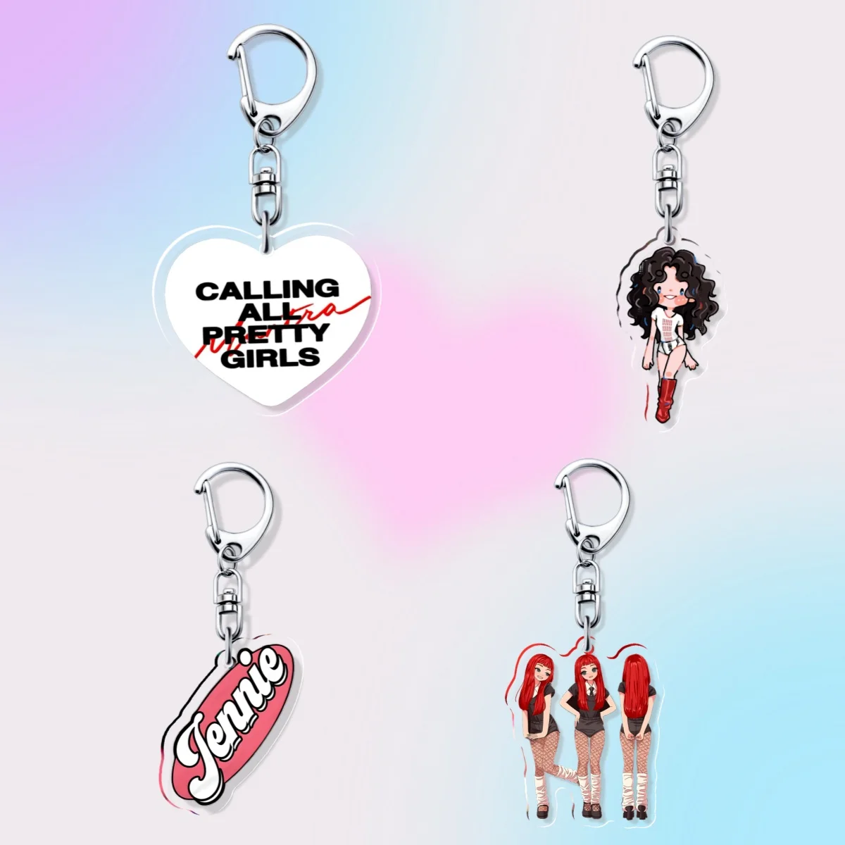 JENNIE Hallyu Jane Top mujer Kpop estrella llavero acrílico encantador bolso encanto nuevo colgante rubí ventilador llavero recuerdo lindo Kingring