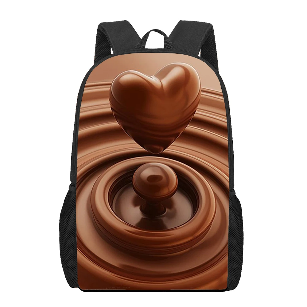 Chocolate engraçado 3d impressão crianças sacos de escola crianças mochila para meninas meninos estudante sacos de livro mochilas escolar