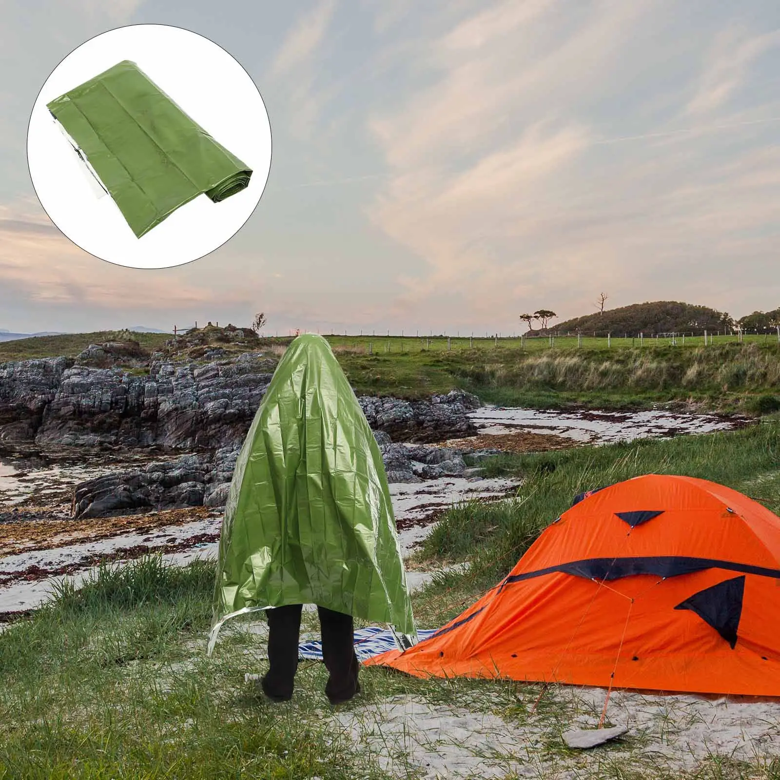 

Emergency Thermal Insulation Windproof Waterproof For Outdoor Camping Hiking First Aid Keep Warm Reusable Lightweight Foldable