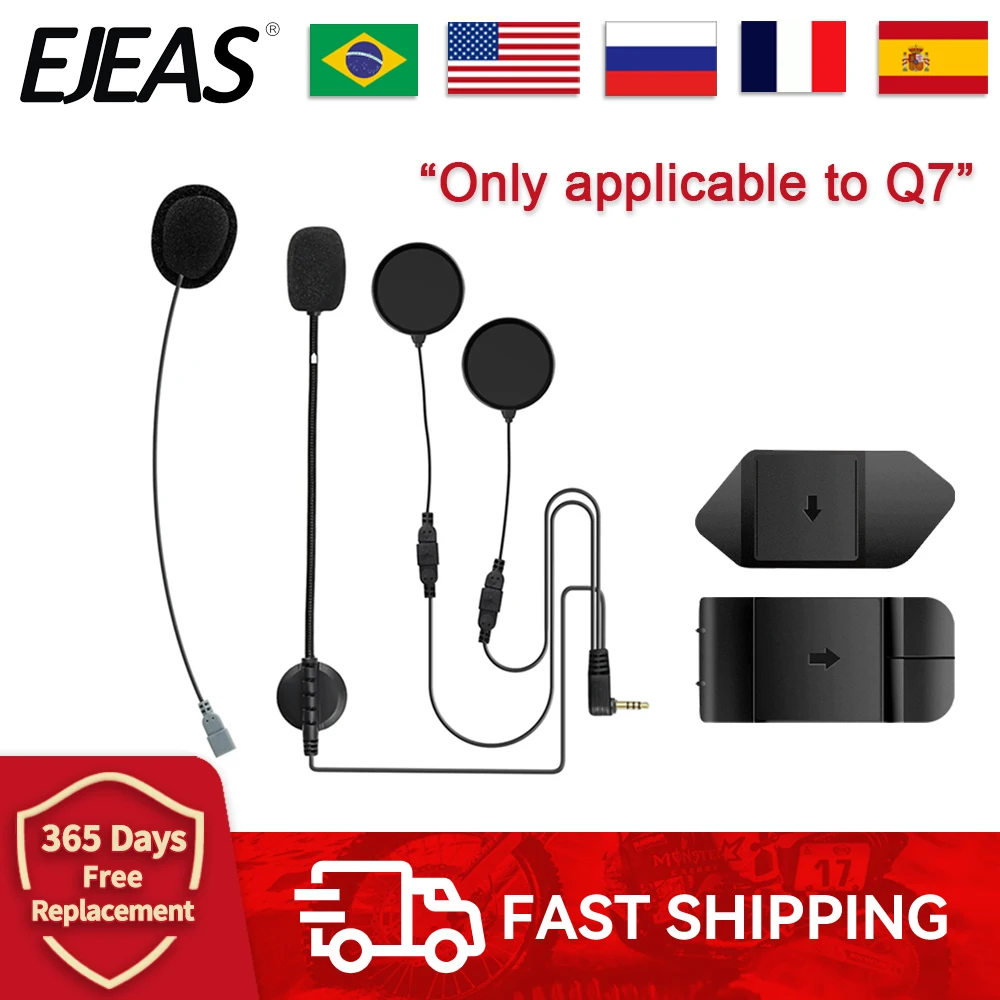 

1/2Pcs EJEAS Q7 2 In1 Earphone 3.5mm Headset New Mounting Clip Double-Sided Tape Base for Q7 Motorcycle Helmet Intercom