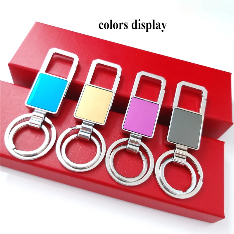 30pcs Car Keychain Custom Logo Advertising Gift with Metal Keyring Engraving Text / NAME / QR CODE