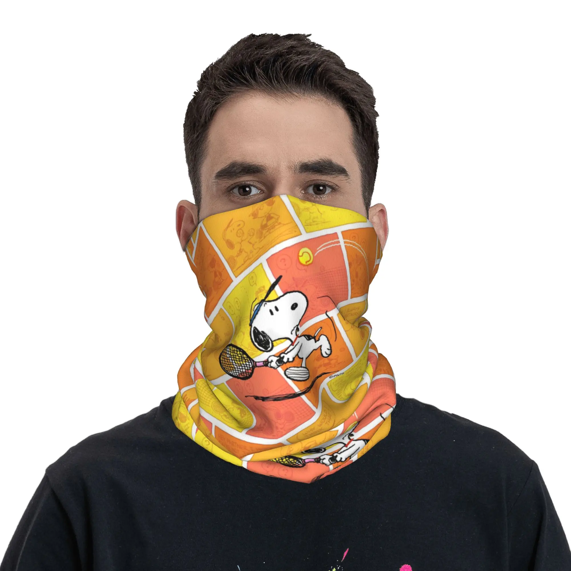 Snoopys Play Tennis Bandana Copri collo Maschera stampata Sciarpa Copricapo caldo Equitazione Unisex Adulto Inverno