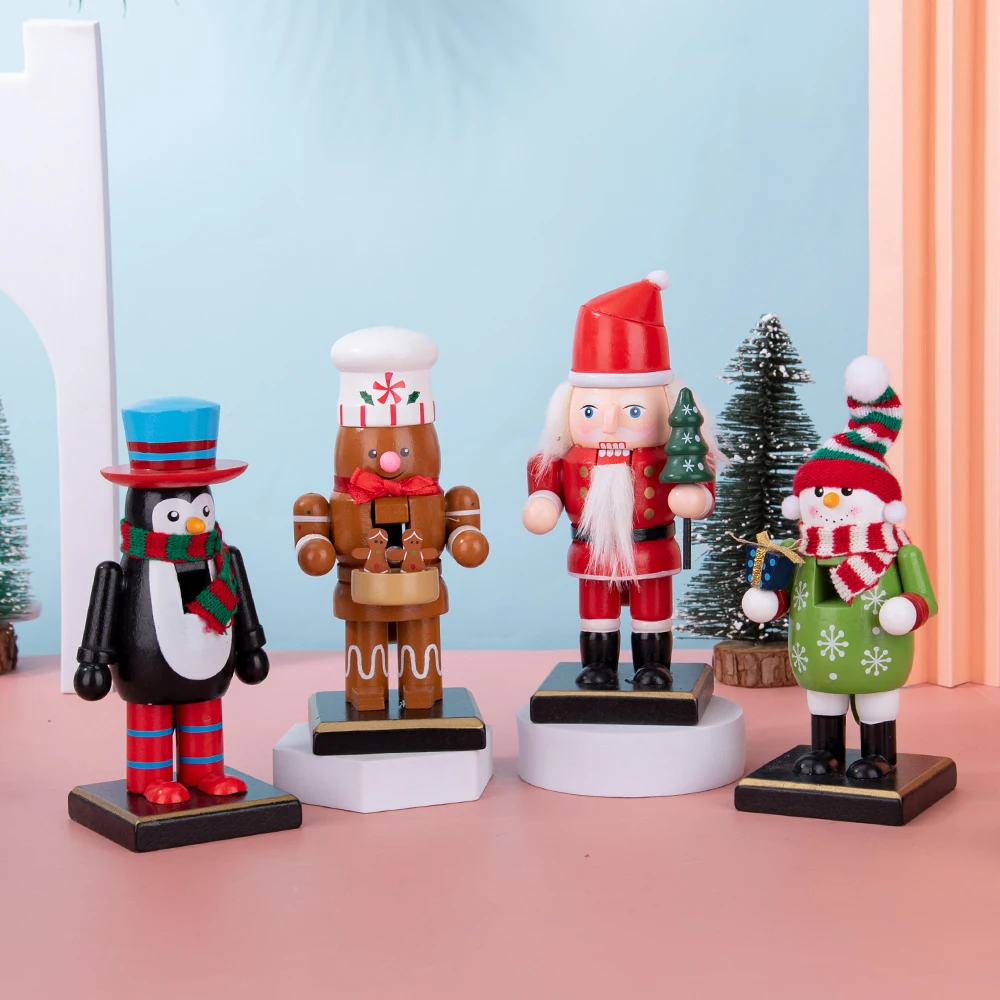 15CM Snowman Gingerbread Nutcracker Puppet Soldier Christmas Ornament Pendant Home Creative Arts Crafts Ornament Holiday Gifts