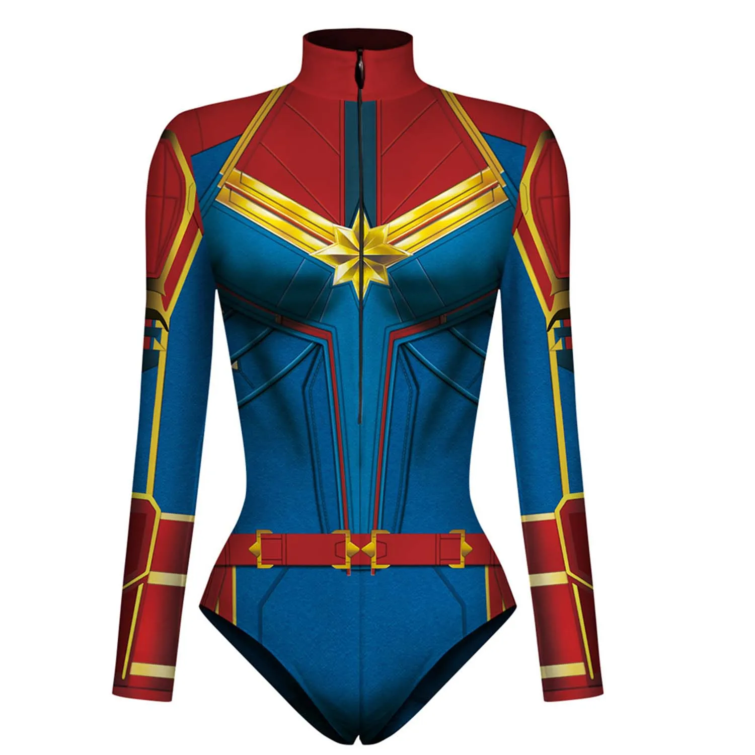 Superhero Bodysuit for Women Men Spiderman Captain Cosplay 3D Print Long Sleeve Swimsuit Adult Halloween Carnival Costume