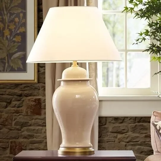 New Chinese American retro crack glaze ceramic desk lamp bedroom bedside living room villa club hotel decorative lamps