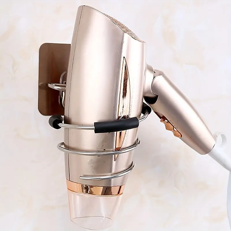 Soporte para secador de pelo de baño, sin necesidad de perforar, soporte para herramientas de cuidado del cabello, montaje adhesivo en la pared, herramientas para peluquería y salón.