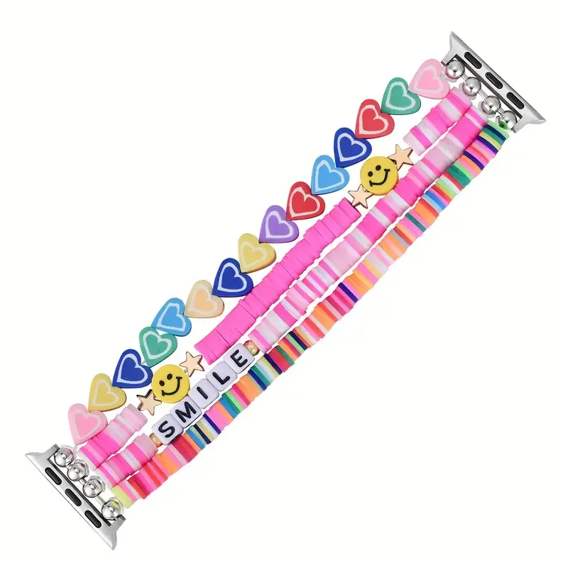 Bohemian bead bracelet compatible with iWatch strap 38mm 40mm 41mm 42mm 44mm 45mm 49mm for women, fashionable handmade elastic s