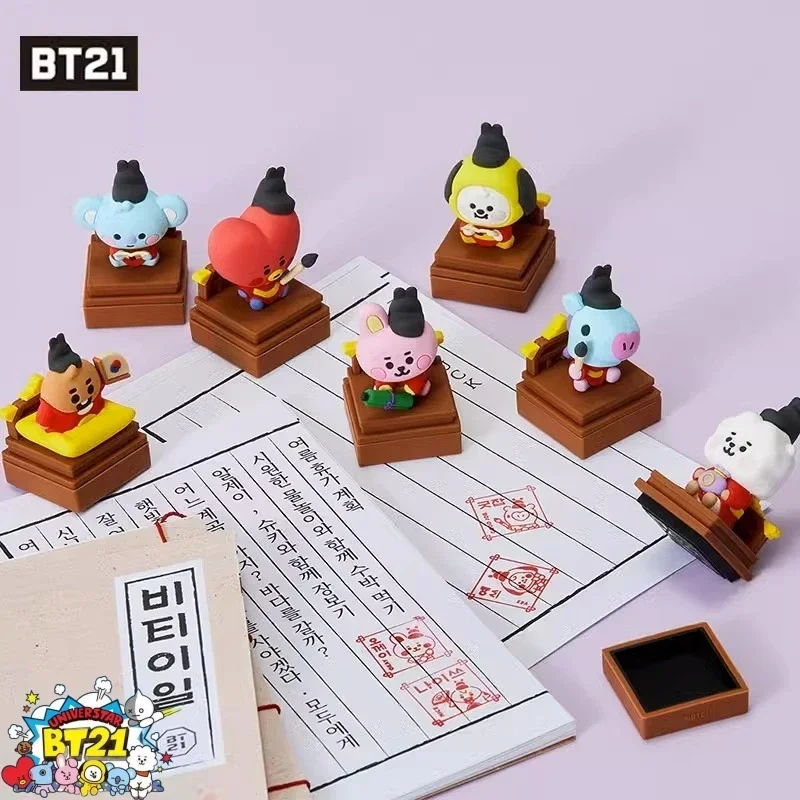 Line Friends Mang Shooky Koya Kawaii Stamp Dolls Anime Stationery Handbook Decorations Cartoon Desktop Ornaments Cute Toys