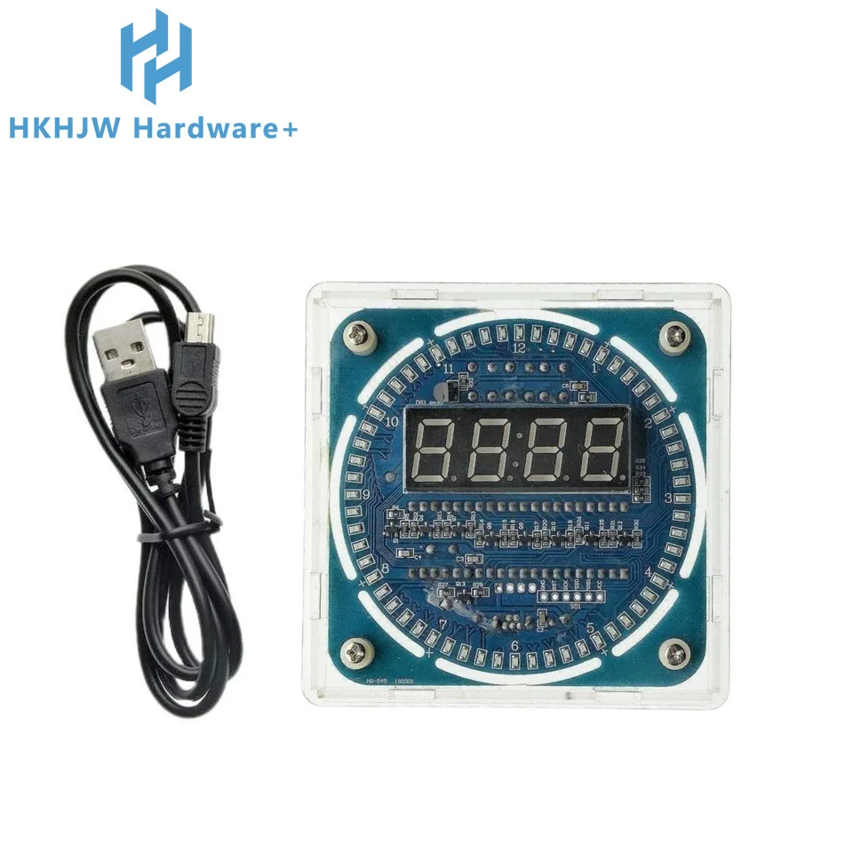  Alarm Electronic Digital Clock LED Temperature Display DIY Kit Learning Board 5V with shell DS1302 Digital LED Display Module