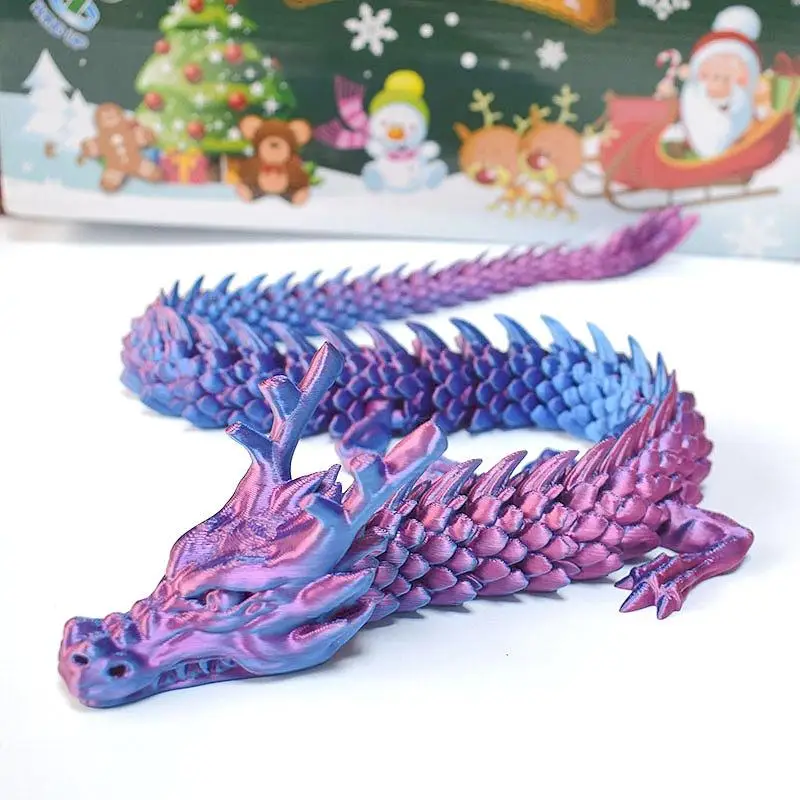 30cm 3D Printing Chinese Dragon Toy Joint Rotated Colorful Handicrafts Desktop Ornaments Gift Toys