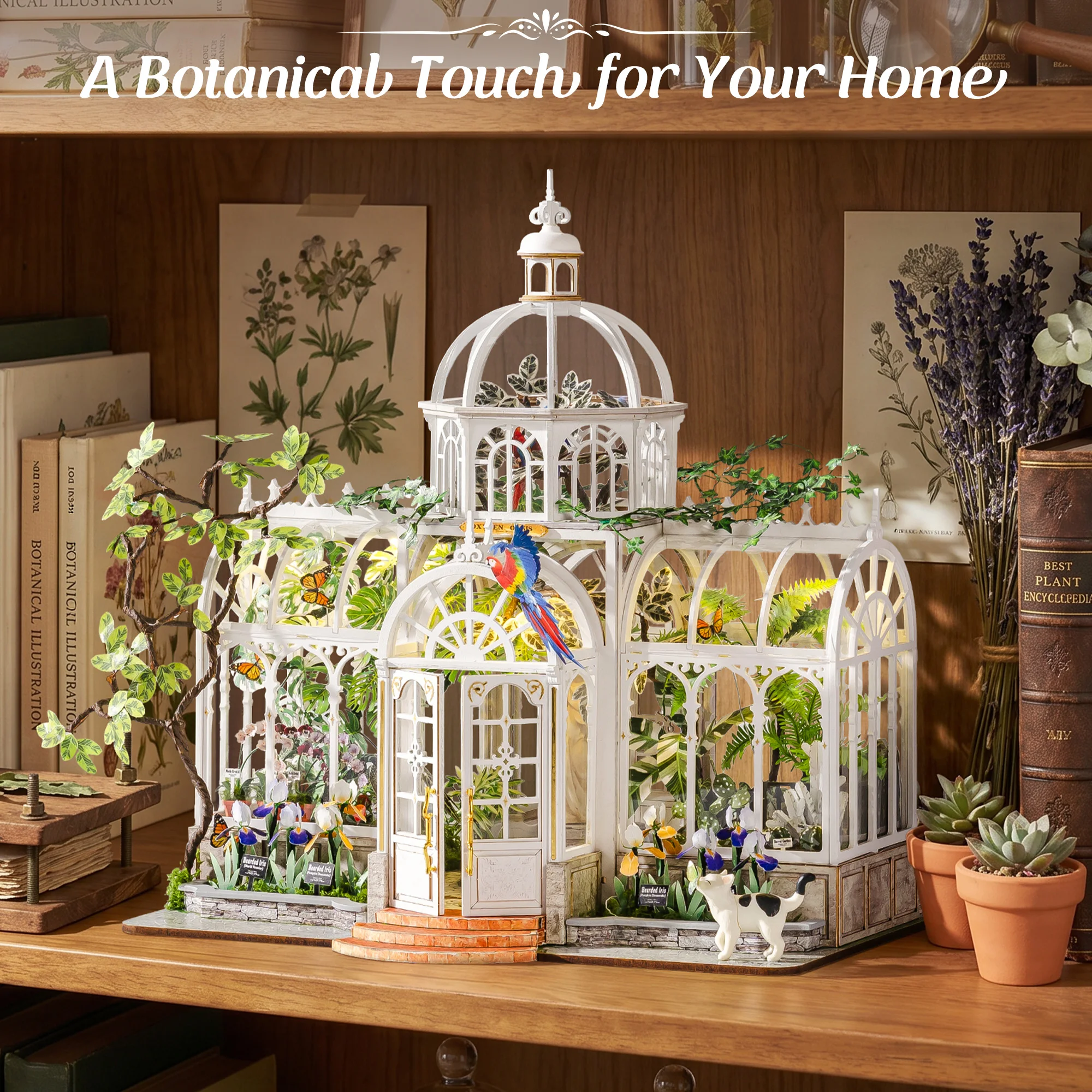 Rolife Wooden Dollhouse 3D Puzzle Oxygen Oasis DIY Craft Kit with LED Light for Home Decor Brain Teasers Jigsaw Toys Holiday Gift for Adults Girls