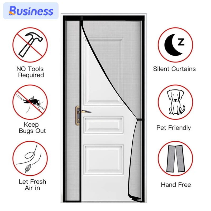 

Magnetic Door Screen Custom Size Mosquito Net Curtain Fly Insect Automatic Closing Invisible Mesh For Kitchen indoor living room