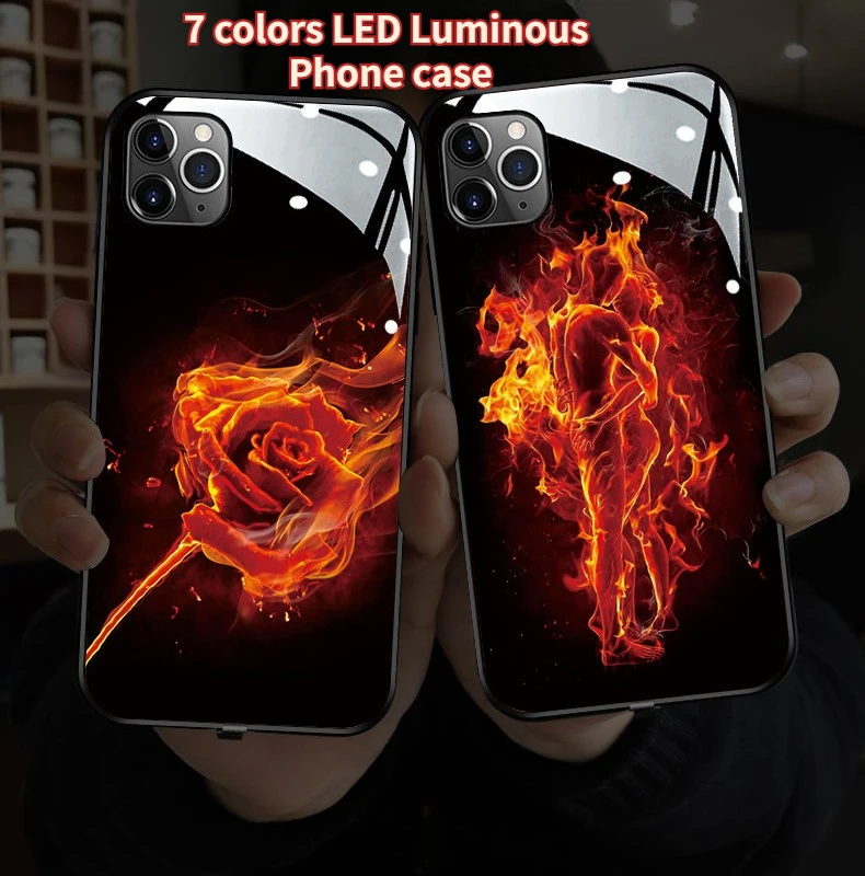 

LED Luminous Call Light Up Flash Phone Case For Huawei Mate 60 50 E Pro Plus P40 P30 Nova 10 11 Honor 90 80 70 Glass Cover Funda