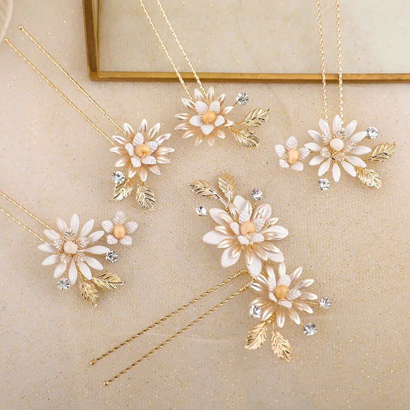 PrettyFloral Bridal Hair Pins Set Leaf Clips Handmade Wedding Accessories Fashion Women Bobby Pin