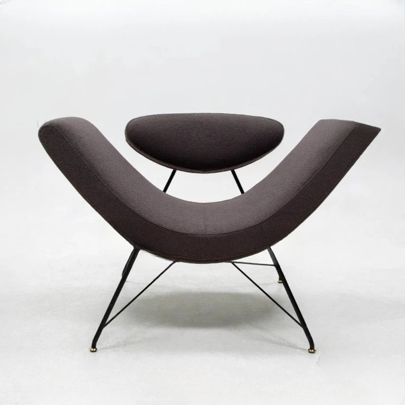 Minimalist moon chair smiley chair small apartment modern fabric living room leisure chair