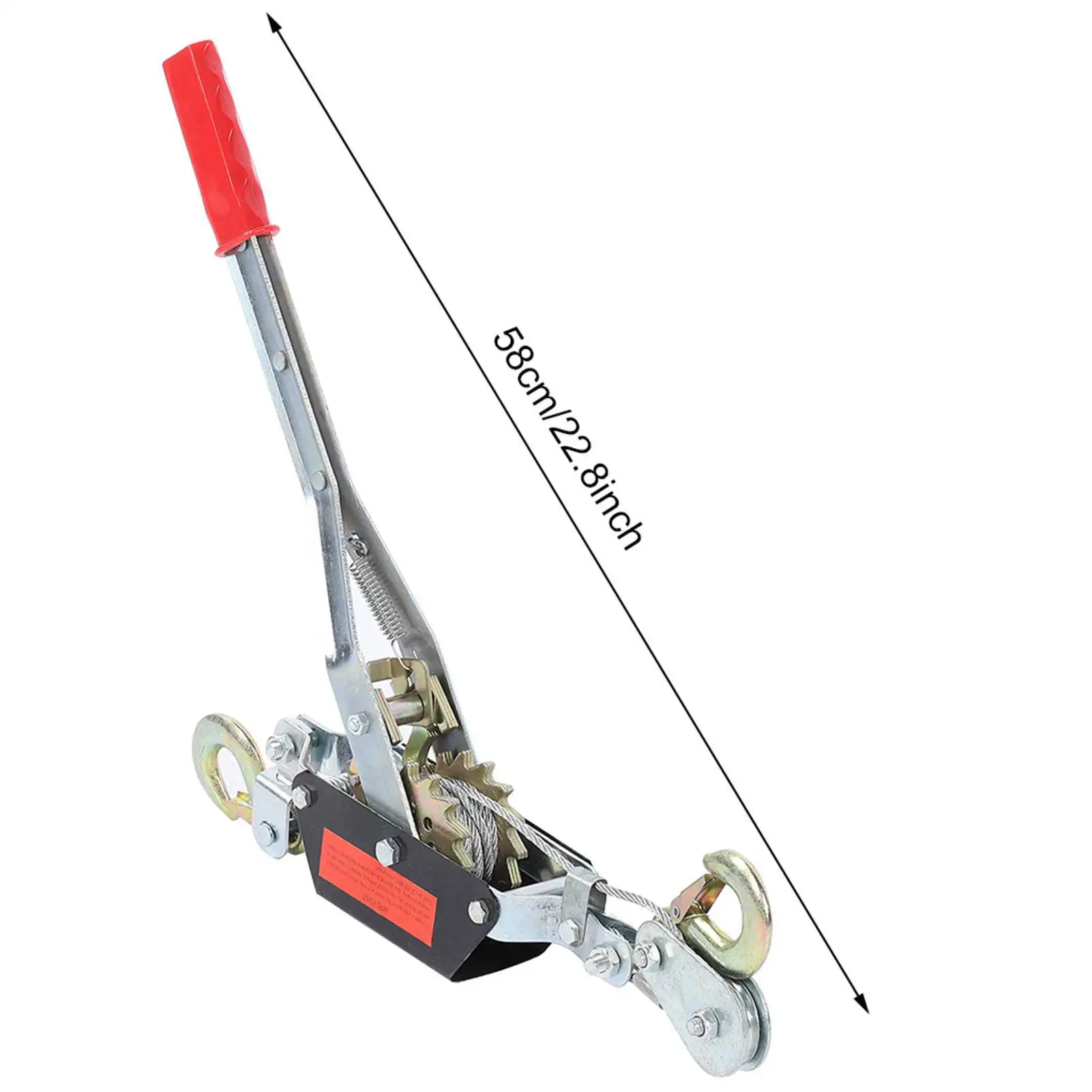 1Pcs 2 Ton Wire Rope Puller Double Hook Galvanized Iron Hand Power Puller Hardened Heavy Duty Steel Padded Grip Lifting Tool