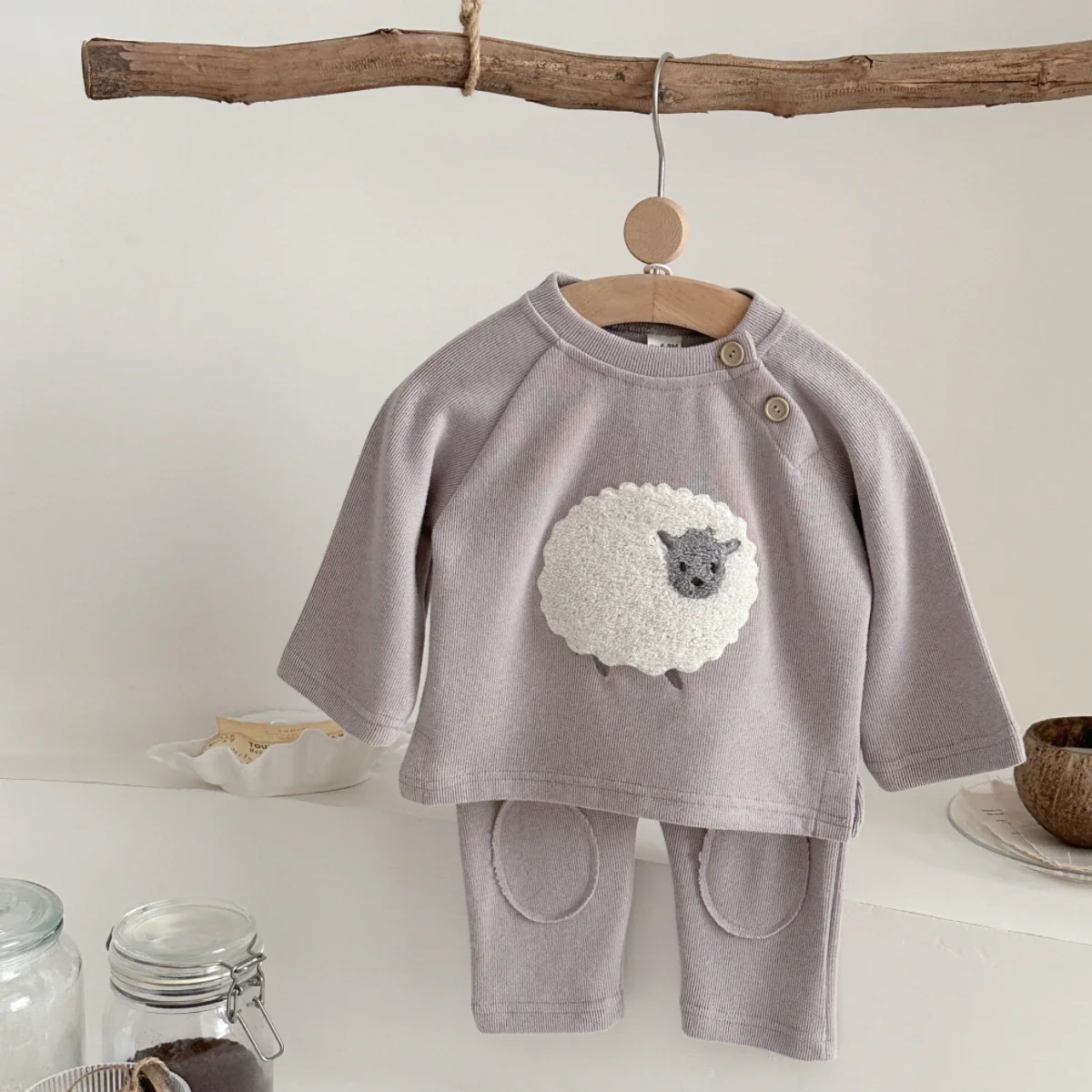 

Baby Boy Clothes Sets Autumn Cotton Casual 2 PCS Baby Girls Clothes Lamb Embroidery Button Top+pant 1-3 Years