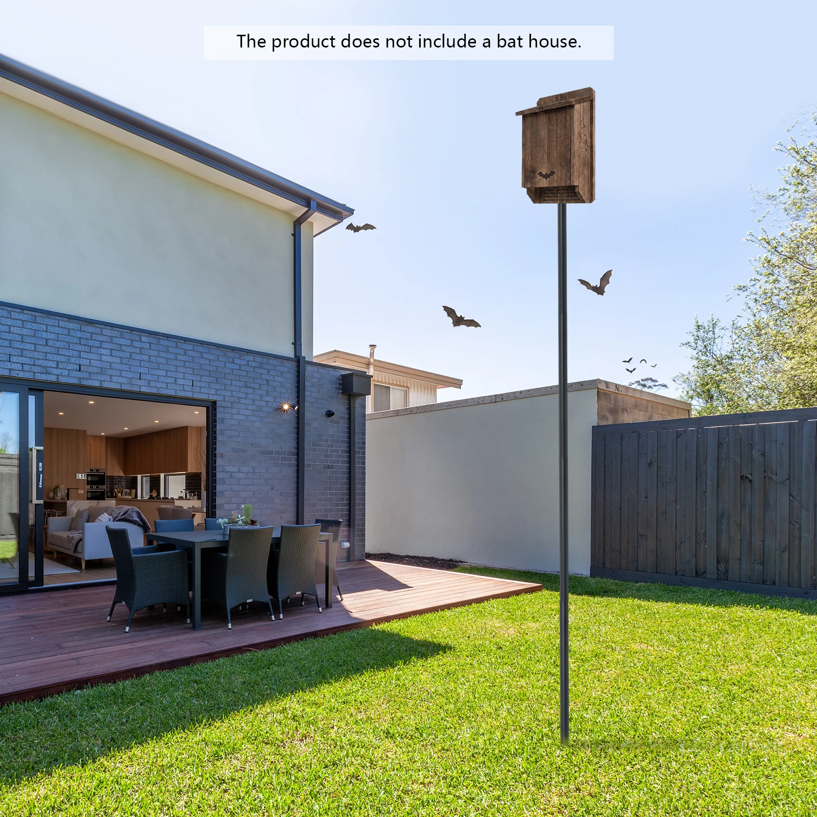 4.57m/15ft Galvanized Steel Bird House Mounting Pole, Black Bird Nest Box Stand with Ground Socket 5.33*50.8cm/2.1*20inch, Pre-drilled Top Base, Interlocking Segments, for Bird House Owl Box Outdoor