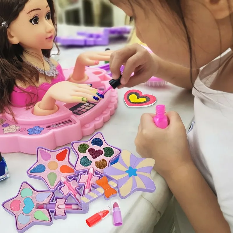 Prinzessin Puppe vorgeben Make-up-Spielzeug-Set – waschbare Simulation Nail Art Kinder Schönheit Spielzeug süßes Make-up Kinder-Make-up-Set für Mädchen