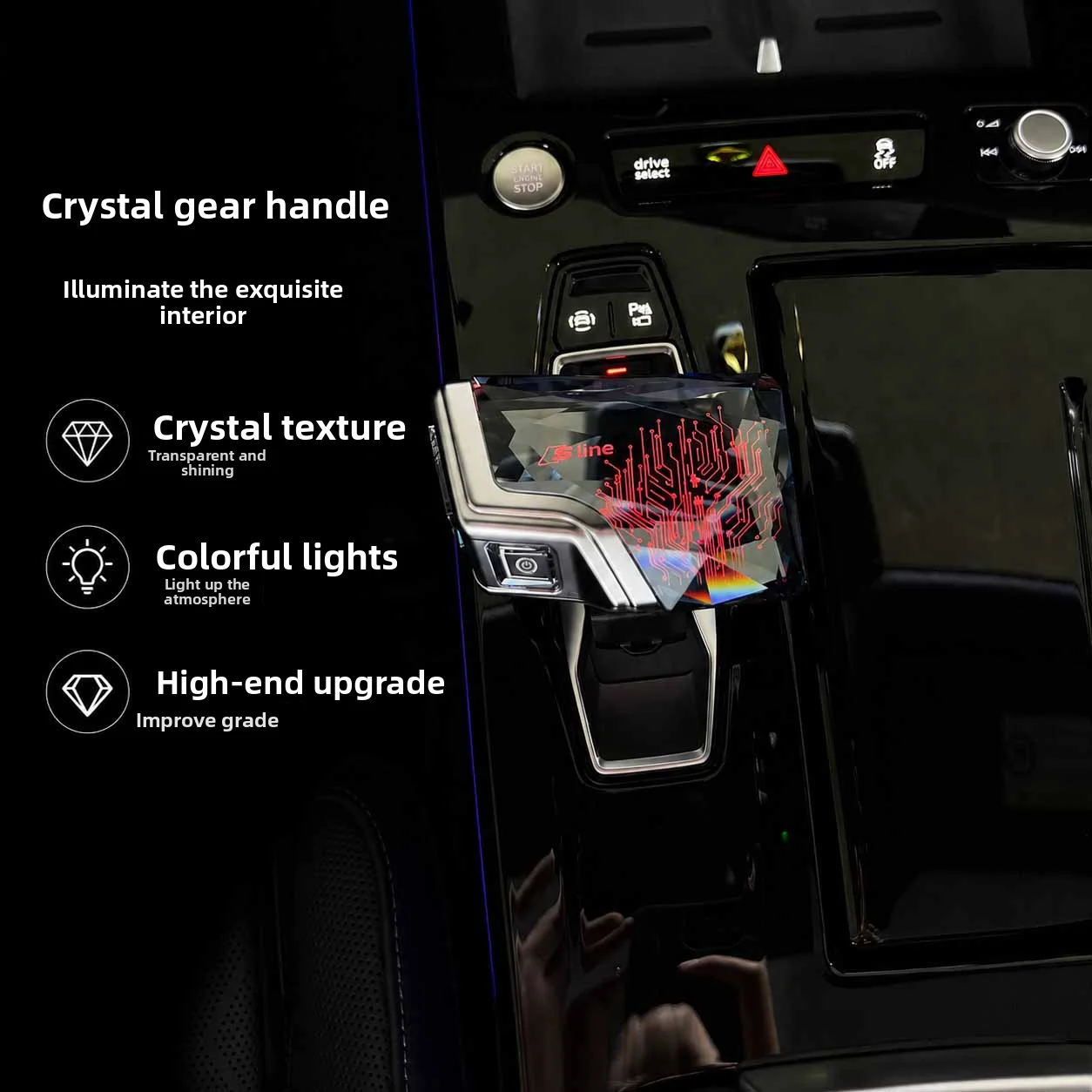 For The New Audi A5L/A6L/Q5L/Q4/Q6/A3 Lanhua Finger Upgraded Yacht Style Luminous Crystal Gear Lever