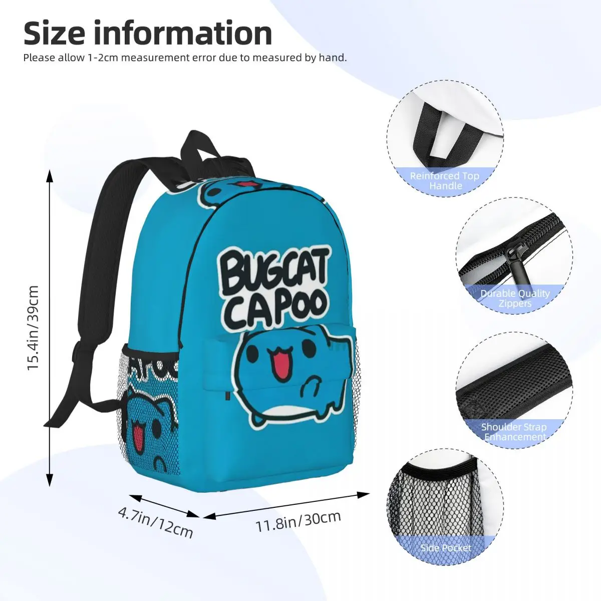 Comic Cat Bugcat Capoo Bug Cat Backpack Student Boys Girls BookBag Men Women School Bag Laptop Shoulder Bags