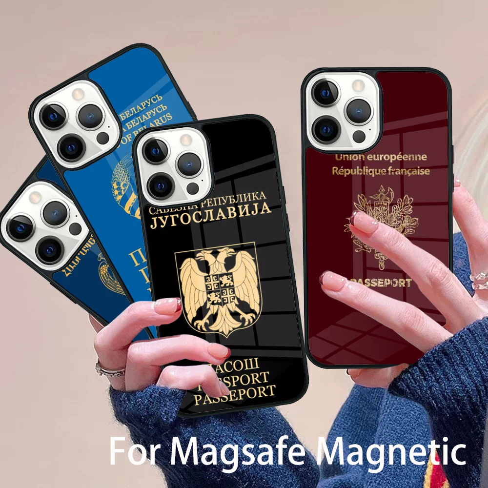 

Algerian Russia Serbian Passport Phone Case Magesafe Magnetic Wireless Cover For IPhone 16 11 12 13 14 15 Pro Max Plus Mini