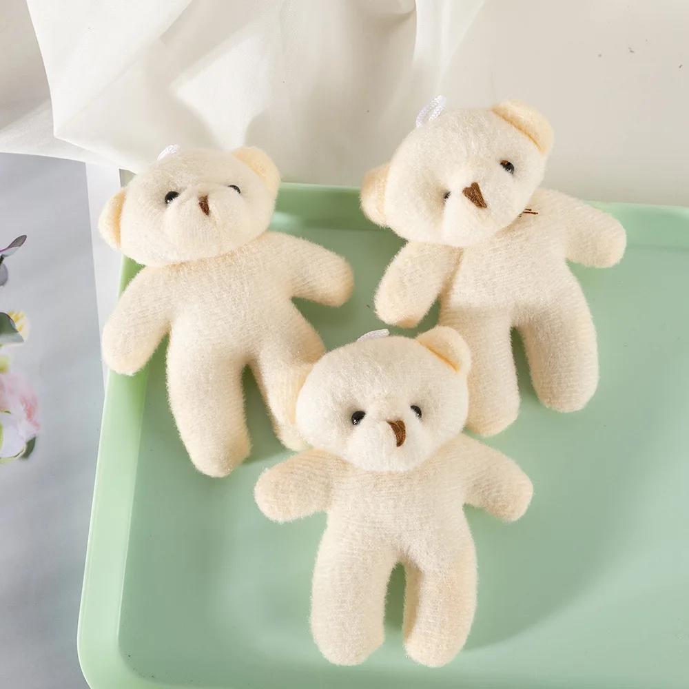 10PCS 12cm Little Bear Plush Toy Teddy Bear Doll Pendant Keychain PP Cotton Plush Toy Doll Toy Gift