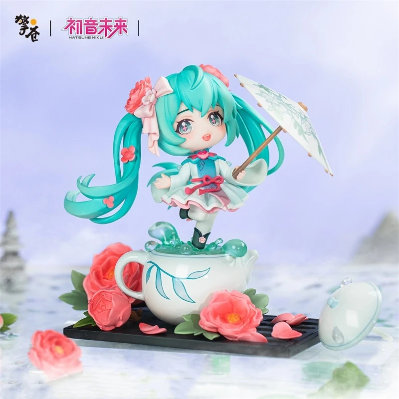 Original Qingcang Studio Vocaloid Hatsune Miku Anime Figure Flower Rain Cute Mini Doll Pvc Action Figure Model Doll Toys Gifts